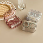 Estuche para lentes de contacto de colores con tapa sin rosca integrada en el frasco